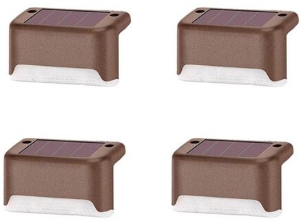 4/8/Pcs Outdoor Solar Deck Led Solar Path Trap Pathway Hek Licht Waterdicht Tuin Yard Fence wall Landschap Lamp bruin 4stk
