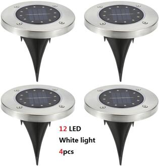 4/8 Stuks Zonne-energie Grond Lichten 12 Led Waterdichte Tuin Pathway Lawn Lampen Voor Tuin Yard Dek Vloer decoratie A-4stk wit licht