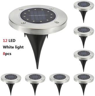 4/8 Stuks Zonne-energie Grond Lichten 12 Led Waterdichte Tuin Pathway Lawn Lampen Voor Tuin Yard Dek Vloer decoratie A-8stk wit licht