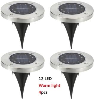 4/8 Stuks Zonne-energie Grond Lichten 12 Led Waterdichte Tuin Pathway Lawn Lampen Voor Tuin Yard Dek Vloer decoratie B-4stk warm licht
