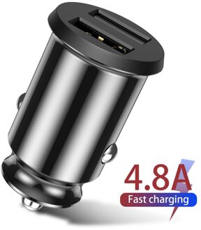4.8A Car Charger Voor Iphone Samsung Xiaomi Mobiele Telefoon Adapter In Auto Smartphone Tablet Quick Charge Dual Usb Car Charger zwart