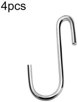 4/8Pcs Multifunctionele S-Vormige Rvs Opknoping Haken Keuken Badkamer Hangers Houder Thuis Slaapkamer Opknoping Metalen haken zilver 4stk