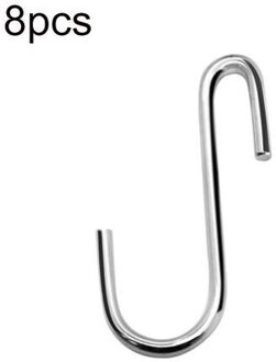 4/8Pcs Multifunctionele S-Vormige Rvs Opknoping Haken Keuken Badkamer Hangers Houder Thuis Slaapkamer Opknoping Metalen haken zilver 8stk