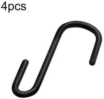 4/8Pcs Multifunctionele S-Vormige Rvs Opknoping Haken Keuken Badkamer Hangers Houder Thuis Slaapkamer Opknoping Metalen haken zwart 4stk