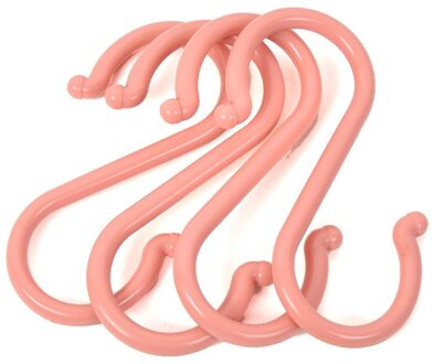 4/8Pcs Praktische Plastic Emmer Haak S Vorm Kleding Rack Keuken Reling S Hanger Keuken Haken 4stk roze L