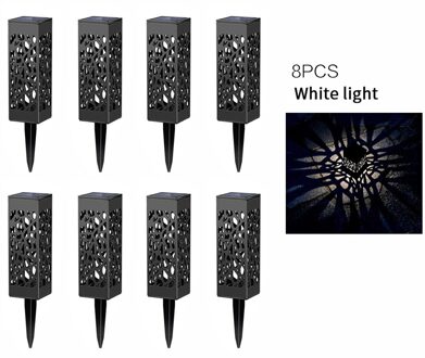 4/8Pcs Zonne-verlichting Led Pathway Lichten Lamp Gazon Lampen Voor Tuin Lantaarn Decoratie Outdoor Path Light Draadloze waterdicht 8stk wit