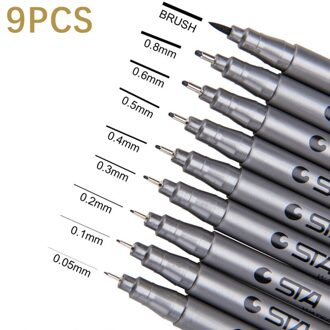4/9/11/12Pcs Pigma Micron Pen Waterdichte Handgetekende Schets Naald Pen Hand dawing Liner Fineliner Cartoon Handtekening Pen 9stk STA