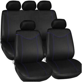 4/9Pcs Auto Stoelhoezen Volledige Set Universele Auto Seat Protector Kussen Voor Achter Cover Interieur Accessoires Voertuig auto Styling Blue9