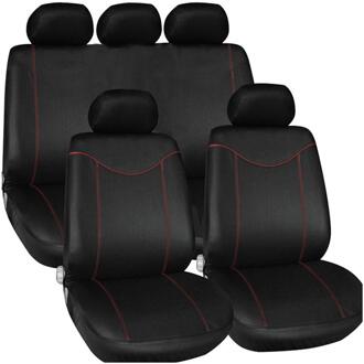 4/9Pcs Auto Stoelhoezen Volledige Set Universele Auto Seat Protector Kussen Voor Achter Cover Interieur Accessoires Voertuig auto Styling Red9