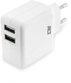 4-Act USB-oplader, 2 x USB-A, Quick Charge 3.0-functie, 30 W, 4 A, wit