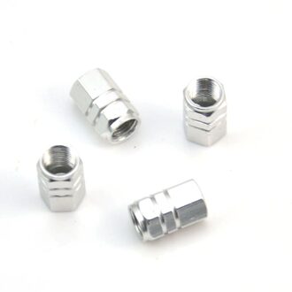 4 * Auto Tire Ventieldopjes 4 Stuks Bolt-In Aluminium Theftproof Ventieldopjes Auto Wiel Banden Kleppen tyre Stem Air Caps Accessoires sliver