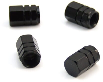 4 * Auto Tire Ventieldopjes 4 Stuks Bolt-In Aluminium Theftproof Ventieldopjes Auto Wiel Banden Kleppen tyre Stem Air Caps Accessoires zwart
