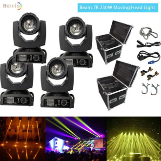 4 Beam 230 7r Moving Head Light with 2 dual flight case sharpy Beam 7r 230w lyre Moving Head Light Stage Beam Light DMX 3 prisms