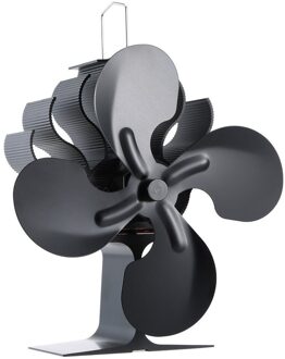 4 Blade Warmte Aangedreven Kachel Fan Zwart Haard Fan Brander Eco Vriendelijke Stille Ventilator Thuis Haard Ventilator Efficiënte Warmteverdeling