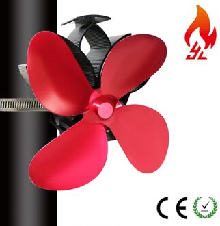 4 Bladen Kachel Fan Muur Gemonteerde Hout Log Brander Haard Warmte Aangedreven Milieuvriendelijke En Self-Powered rood