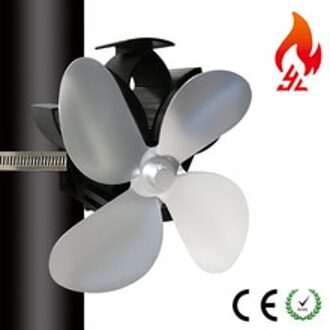 4 Bladen Kachel Fan Muur Gemonteerde Hout Log Brander Haard Warmte Aangedreven Milieuvriendelijke En Self-Powered zilver