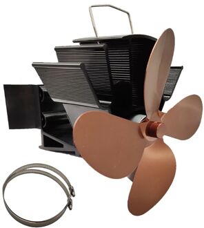 4 Bladen Warmte Aangedreven Haard Kachel Fan Aluminium Stille Milieuvriendelijke Voor Hout bruin