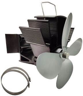 4 Bladen Warmte Aangedreven Haard Kachel Fan Aluminium Stille Milieuvriendelijke Voor Hout grijs