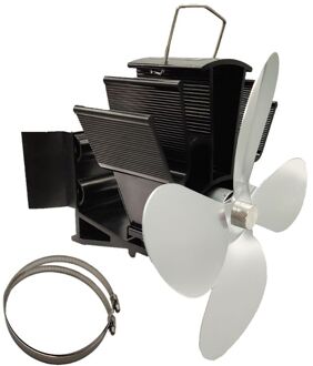 4 Bladen Warmte Aangedreven Haard Kachel Fan Aluminium Stille Milieuvriendelijke Voor Hout zilver