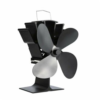 4 Bladen Warmte Aangedreven Kachel Fan Zwart Haard Aluminium Stille Milieuvriendelijke Voor Hout Log Brander Kachels