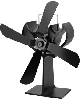 4 Bladen Warmte Aangedreven Kachel Ventilator Voor Hout Log Brander Heater Haard Brandstof Ecofan zwart