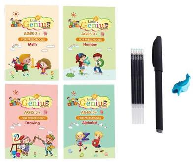 4 Boeken Pen Magic Praktijk Schrift Herbruikbare Handschrift Voorbeeldenboek Set Kalligrafische Brief Schrijven Praktijk Werkboek Voor Kinderen