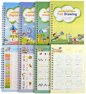 4 Books Learning English Painting Practice Book Reusable Book Baby Copybook For Calligraphy Writing Kids English Lettering Toy