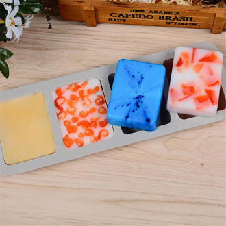 4 Cavity Eco-friendly Silicone Square Mold for Making Soaps 3D Plain Soap Mold Rectangle DIY Handmade Soap Form Tray Mould Tool