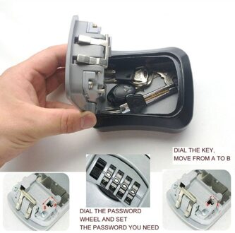 4 Cijfercombinatie Wachtwoord Toetsen Doos Sleutel Organizer Case Wandmontage Home Security Lock Tool Metal Key Box verkoop