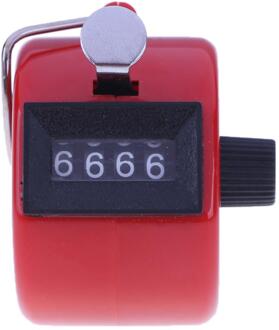 4 Cijferig Nummer Hand Held Tally Counter Clicker Golf Voetbal Clicker Manual Training Tellen Teller Plastic Clicker Timer Rood