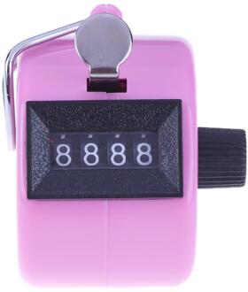 4 Cijferig Nummer Hand Held Tally Counter Clicker Golf Voetbal Clicker Manual Training Tellen Teller Plastic Clicker Timer Roze