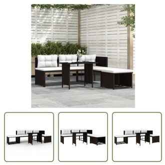 4-delige Loungeset poly rattan bruin - Tuinset