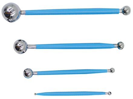 4 Delige Set Double Headed Modelling Roestvrij Staal Sferische Carving Gereedschap Kit Polymeer Klei Vormgeven Stok Decoratieve Medeplichtige