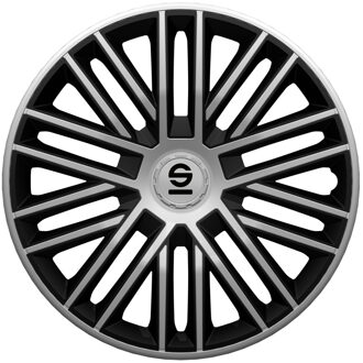 4-Delige Wieldoppenset Bergamo 15-inch zilver/zwart Zwart