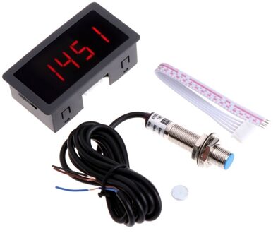 4 Digitale Led Toerenteller Rpm Snelheid Meter + Proximity Switch Sensor Npn 12V 9999Rpm