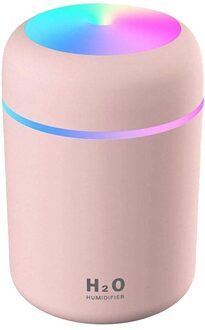 4 # Draagbare Mini Luchtbevochtiger 300Ml Cool Mist Luchtbevochtiger Met Nachtlampje Luchtbevochtiger Grote Luchtreiniger Thuis Aroma diffuser roze
