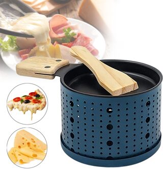 4# Fondue Pots Cheese Bread Grill Picnic Kitchen Supplies Candle Slow Oven Non-stick Cheese Bread Cake Grill Pan Kitchen Tool blauw
