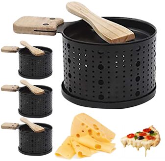 4# Fondue Pots Cheese Bread Grill Picnic Kitchen Supplies Candle Slow Oven Non-stick Cheese Bread Cake Grill Pan Kitchen Tool zwart