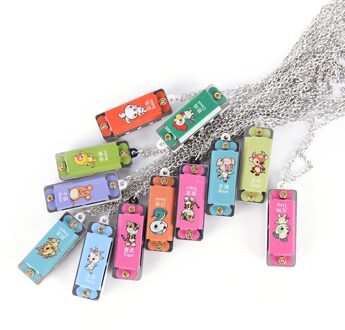 4 Gat 4 Tone Ketting Willekeurige Kleur 1Pc Kleurrijke Mini Duurzame Metalen Harmonica