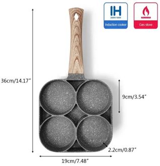 4 Gat Gebakken Ei Burger Pan Non Stick Ei Pannenkoek Pannen Steak Ham Koekenpan Omelet Ontbijt Maker Keuken Maifan steen Kookgerei Type1