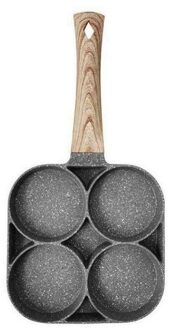 4 Gat Gebakken Ei Burger Pan Non-stick Ham Pannenkoek Maker Houten Handvat Geschikt Voor Gasfornuis En Inductie fornuis Keuken Gereedschap