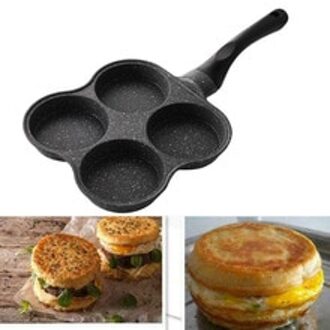 4 Gat Gebakken Ei Burger Pan Non-stick Ham Pannenkoek Maker Houten Handvat Keuken Bar Accessoires Voor Gasfornuis en Bbq