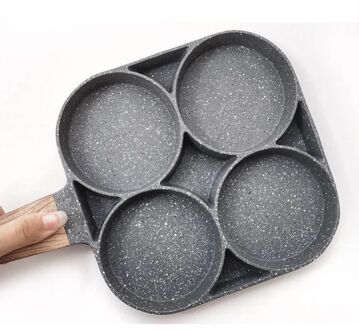 4 Gat Omelet Pan Voor Burger Ei Ham Pannenkoek Maker Houten Handvat Frituren Pot Kok