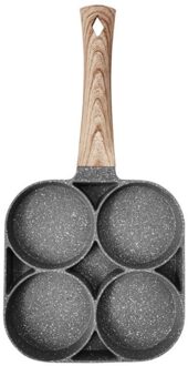 4 Gat Omelet Pan Voor Burger Eieren Ham Pannenkoek Maker Houten Handvat Frituren Pot Non-stick Ontbijt
