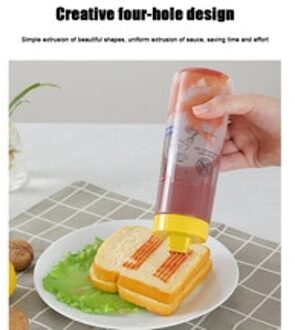 4-Gat Squeeze Fles Pe Kruiderij Fles Met Clear Cap Voor Ketchup Mosterd Olie Mayo
