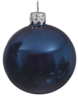 4 Glazen kerstballen glans 10 cm nacht blauw