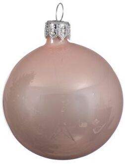 4 Glazen kerstballen glans 10 cm poeder roze