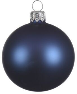 4 Glazen kerstballen mat 10 cm nacht blauw