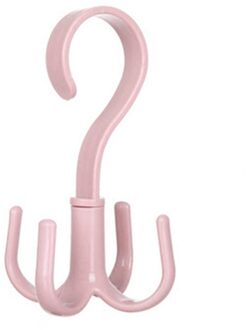4 Haken Plastic Handtas Kleding Ties Tas Houder Plank Organisator 360 Graden Gedraaid Riem Kast Hanger Opknoping Rack Storagehook roze