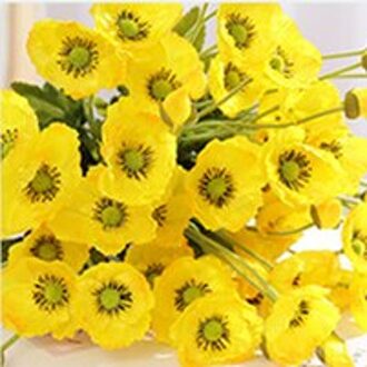 4 Heads/Tak Poppy Zijde Kunstbloemen Partij Decoratie Bloemstuk Bruidsmeisje Boeketten Lange Stem Voor Home Decor geel